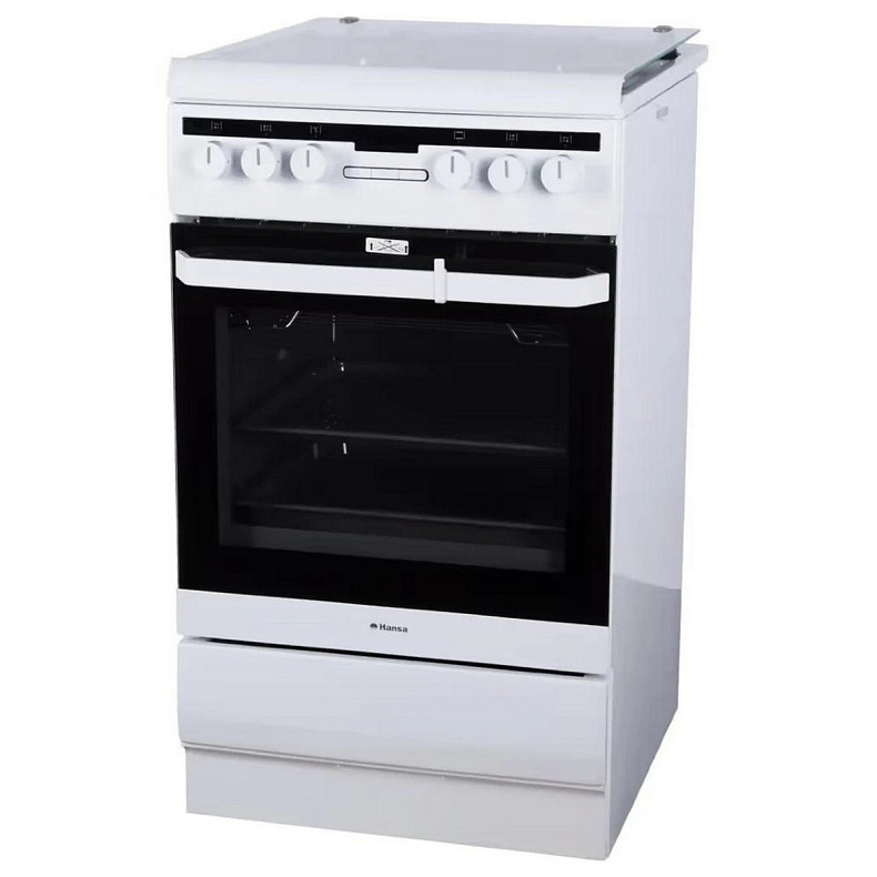 Плита Hansa комбінована, 50х60см, 62л, чавун, газ контр., дисплей, білий