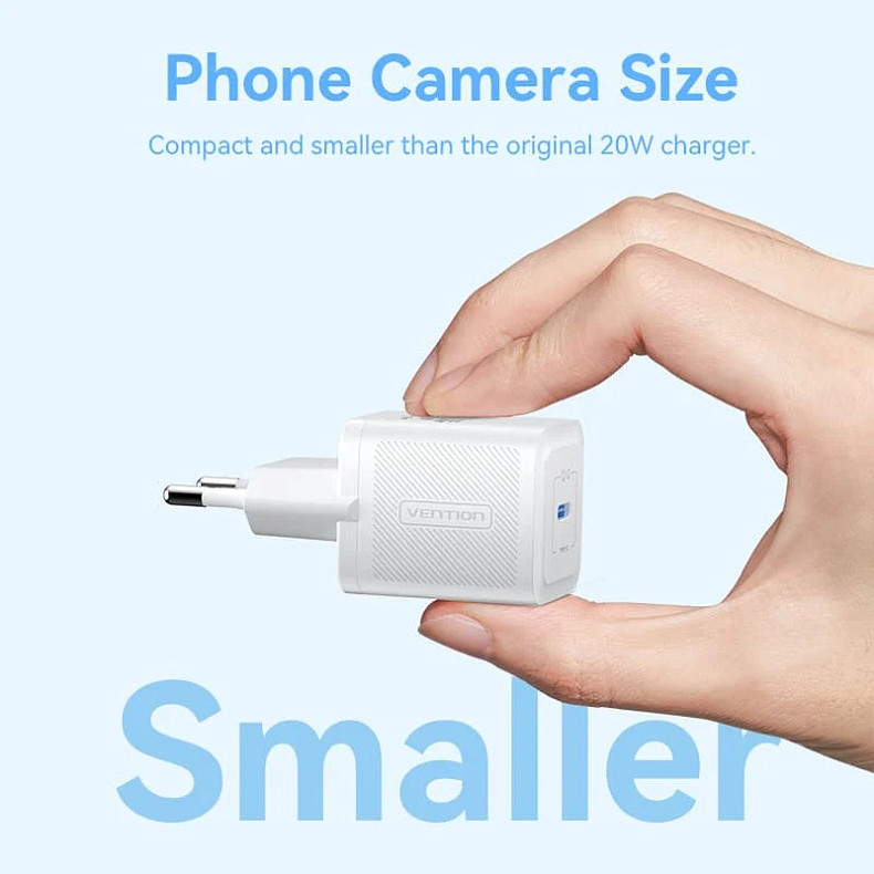 Зарядний пристрій Vention 1xUSB-C 20W PD білий