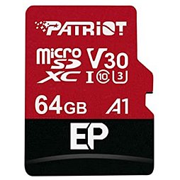 Карта пам'яті MicroSDXC 64GB UHS-I/U3 Class 10 Patriot EP A1 R90/W80MB/s + SD-adapter (PEF64GEP31MCX)