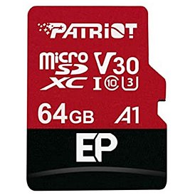 Карта памяти MicroSDXC 64GB UHS-I/U3 Class 10 Patriot EP A1 R90/W80MB/s + SD-adapter (PEF64GEP31MCX)