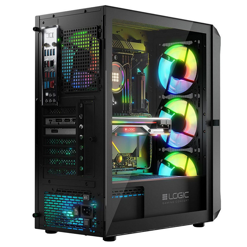 Корпус LogicConcept PORTOS MESH+GLASS ARGB fans 4x120mm BLACK без БЖ ATX