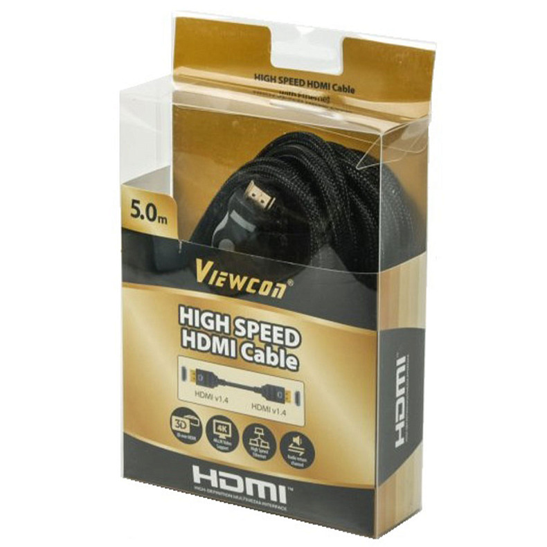 Кабель в блистере HDMI V.1.4, 4К 30 Гц, нейлоновая оплетка, 5 м