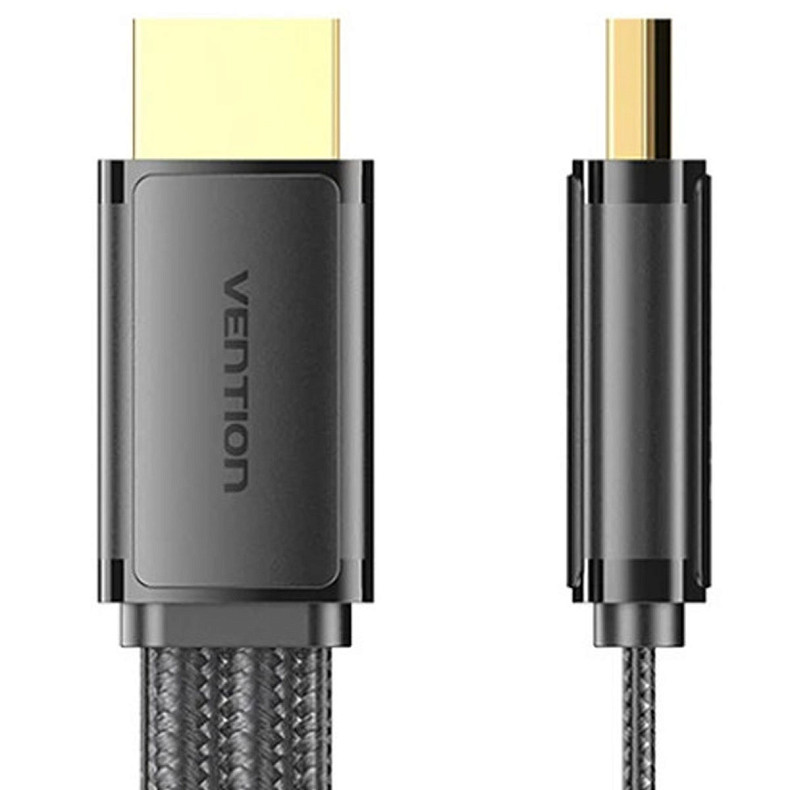Кабель HDMI M - M, 2.0 м, V2.1, 8K 60Гц, плаский з обплетенням, Vention