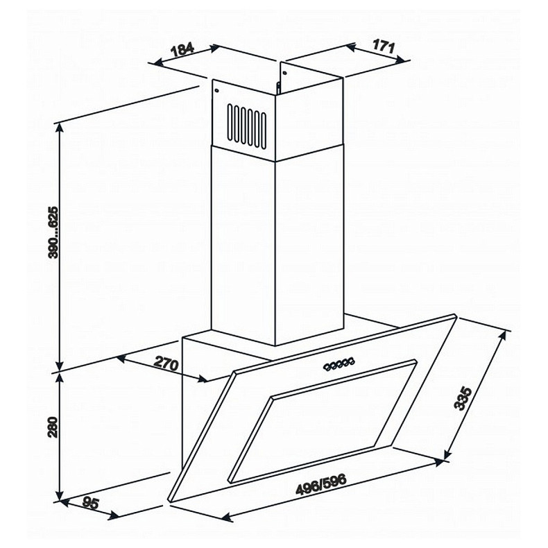 Витяжка з нахилом ELEYUS Vertical 700 60 WH