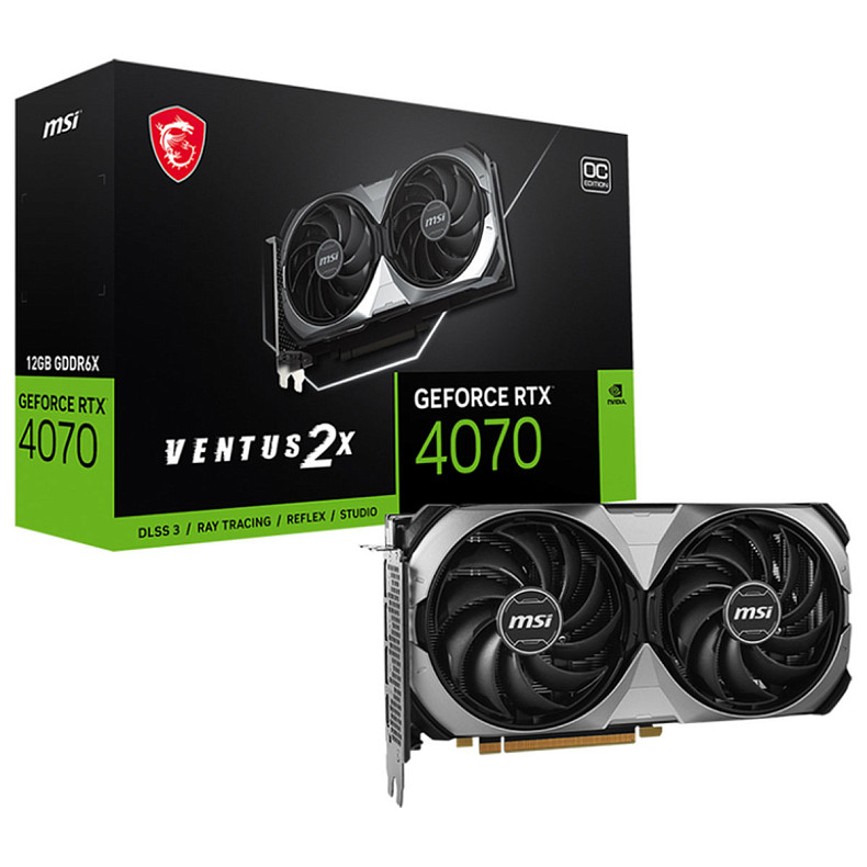 Відеокарта GF RTX 4070 12GB GDDR6X Ventus 2X E OC MSI (GeForce RTX 4070 VENTUS 2X E 12G OC)