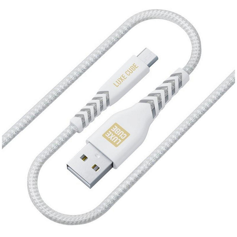 Кабель Luxe Cube Kevlar USB-microUSB, 1.2м, белый (8886668686266)