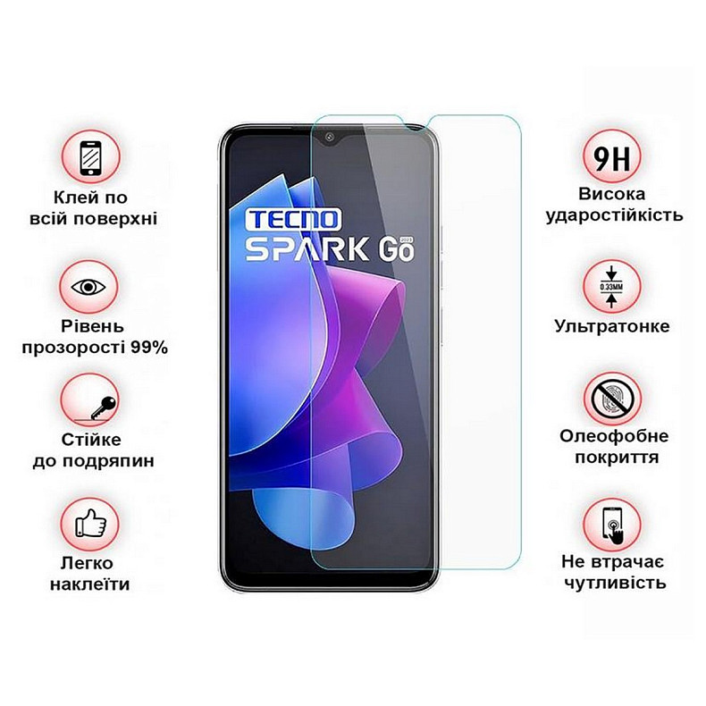 Захисне скло BeCover для Tecno Spark Go 2023 (BF7) Crystal Clear Glass 3D (709263)