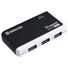 USB Hub Defender Quadro Infix 4-port USB2.0 пассивный, черно-белый
