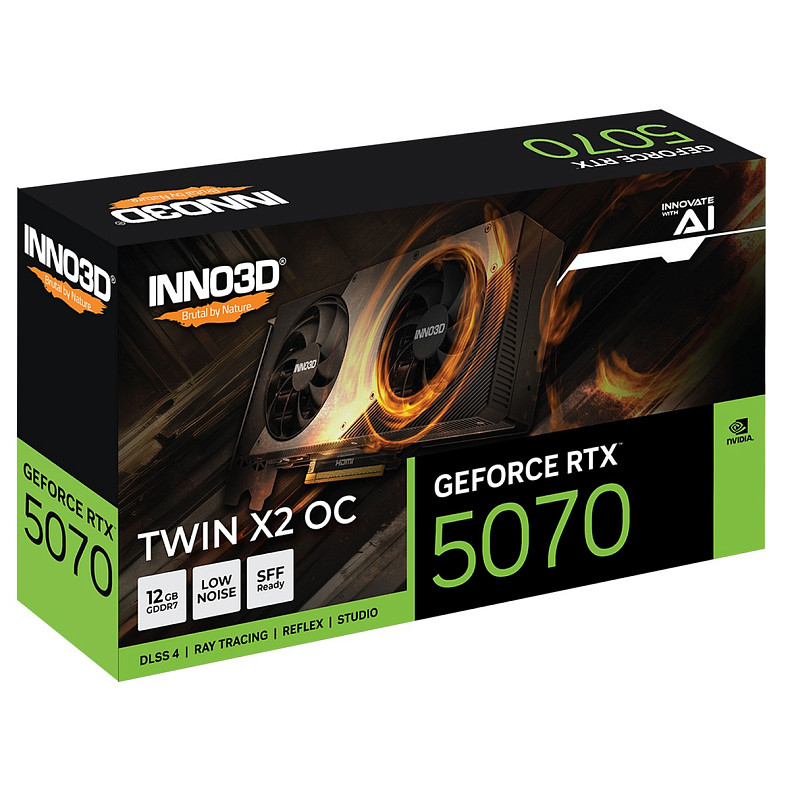 Відеокарта Inno3D TWIN X2 OC, GeForce RTX5070 12GB GDDR7, 192bit, PCI Express 5.0