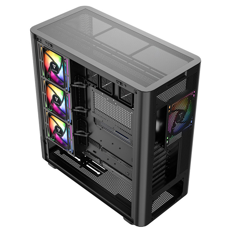 Корпус Modecom VOLCANO AQ400 ARGB MIDI SIDE LCD 6,2”, 4x120mm fans BLACK без БЖ ATX