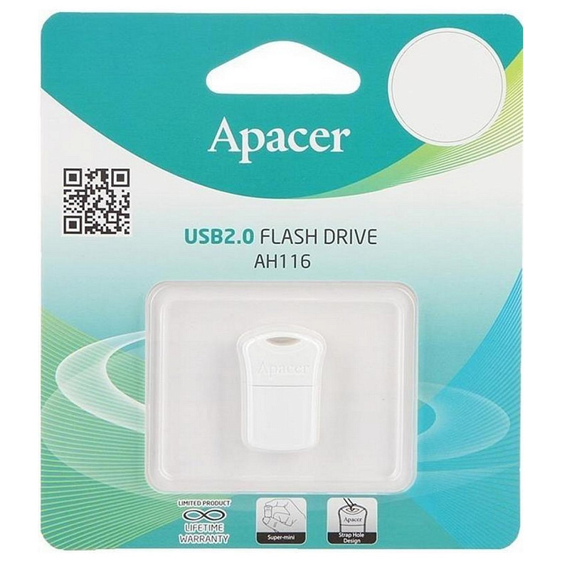 Флеш-накопичувач USB 32GB Apacer AH116 White (AP32GAH116W-1)