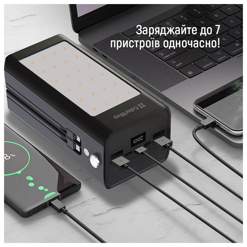 Универсальная мобильная батарея ColorWay LCD/Lamp 80000mAh Black (CW-PB800LPA8BK-PDD)