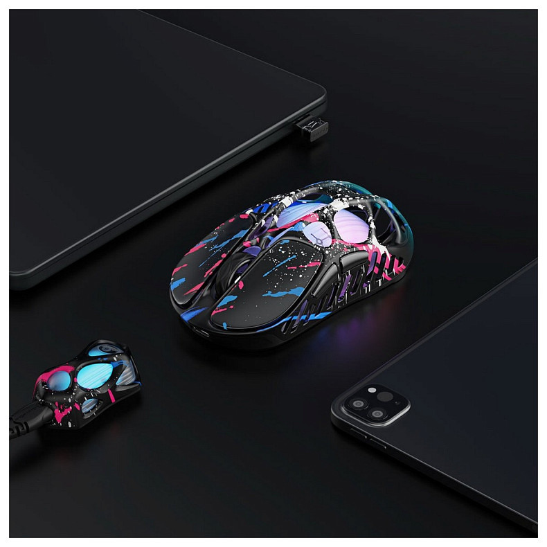 Миша GravaStar Mercury X Pro, 8K, BT/WL/USB-A, RGB, Neon Graffiti