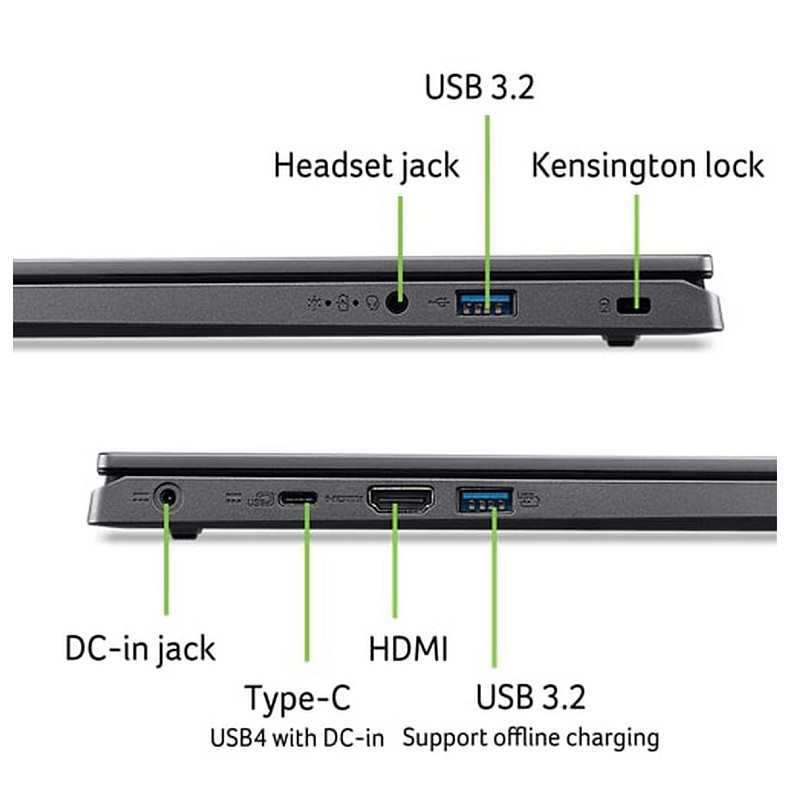 Ноутбук Acer Aspire 15 A15-41M 15.6" FHD IPS, AMD R7-8840HS, 16GB, F1TB, UMA, Lin, серый