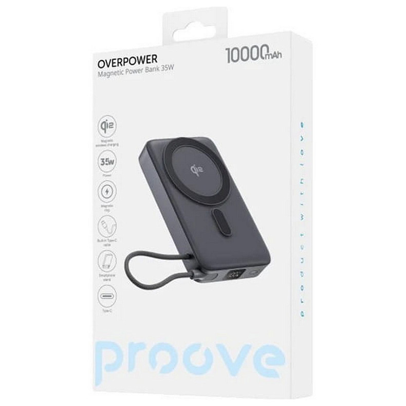 Універсальна мобільна батарея Proove OverPower 35W 10000mAh Qi2 Gray (PBOP35012105)