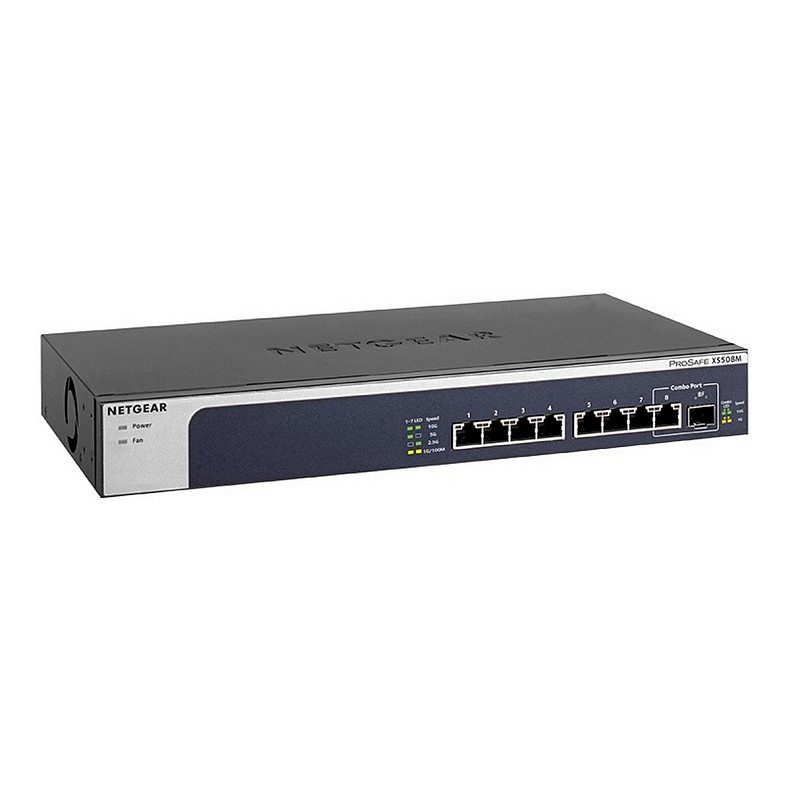 Комутатор NETGEAR XS508M 7x100M/1G/2.5G/5G/10G, 1x10G/1G SFP+ combo, некерований