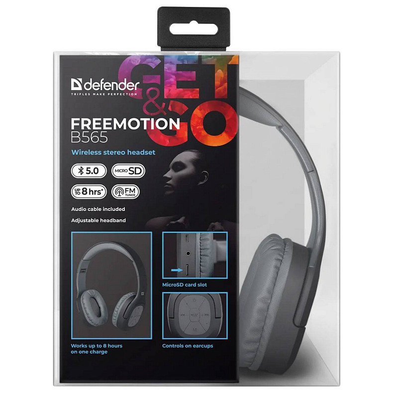 Навушники DEFENDER (63565)FreeMotion B565 Bluetooth, сірий