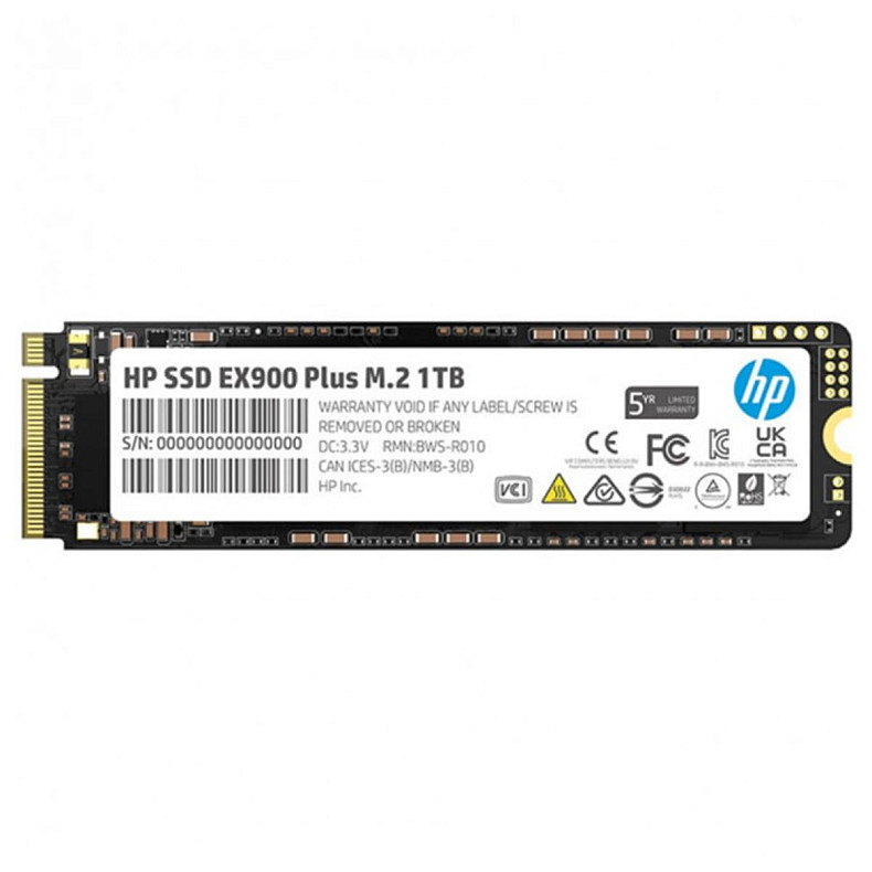 SSD накопичувач 1TB HP EX900 Plus M.2 2280 PCI Ex Gen3 x4 3D NAND, Retail (35M34AA)