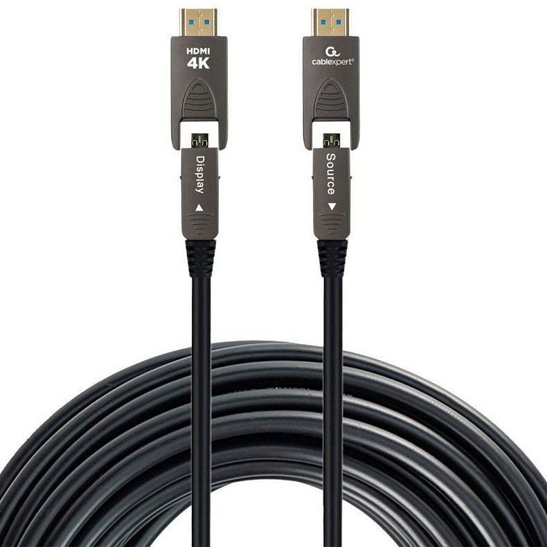 Кабель оптичний (AOC) HDMI-A/D на A/D V.2.0, 4К 60Гц, позолочені конектори, 30 м