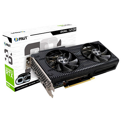 Видеокарта Palit GeForce RTX 3060 12GB GDDR6 Dual OC (NE63060T19K9-190AD) (LHR)