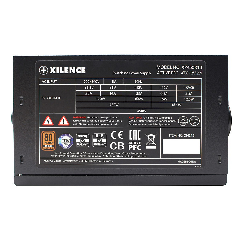 БЖ 450W Xilence XP450R10 Gaming series, 120mm, 80+ BRONZE, Retail Box