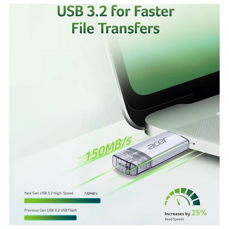 Флеш-накопичувач Acer UT300 128GB Dual Drive USB-C & USB-A USB 3.2 Gen1