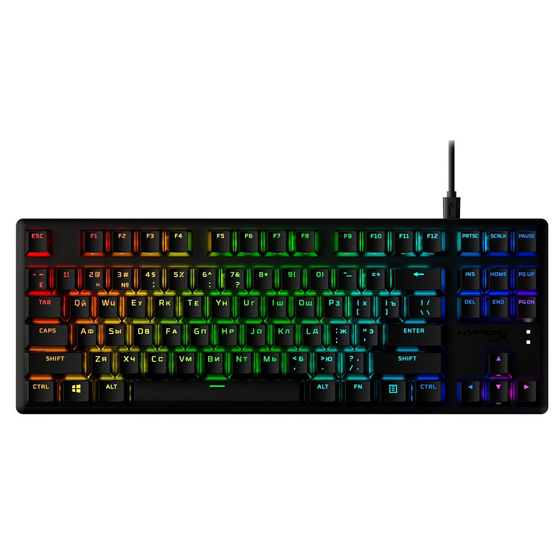 Клавіатура HyperX Alloy Origins Core PBT Aqua USB RGB ENG/RU Black (639N9AA)