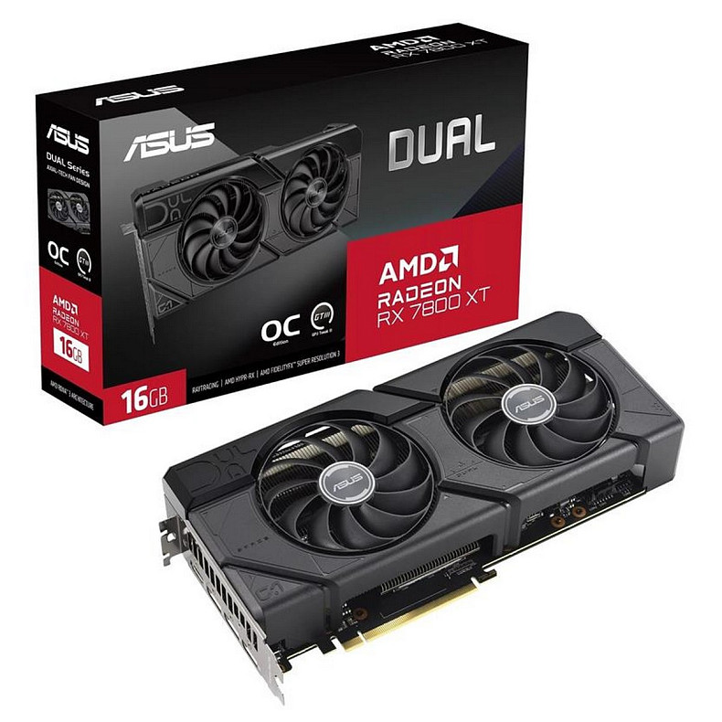 Видеокарта AMD Radeon RX 7800 XT 16GB GDDR6 Dual OC Asus (DUAL-RX7800XT-O16G)