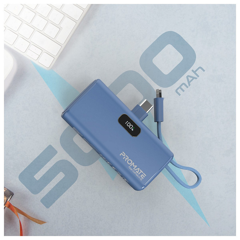 Универсальная мобильная батарея Promate Nanopack-5 5000mAh 20W Blue (nanopack-5.navy)