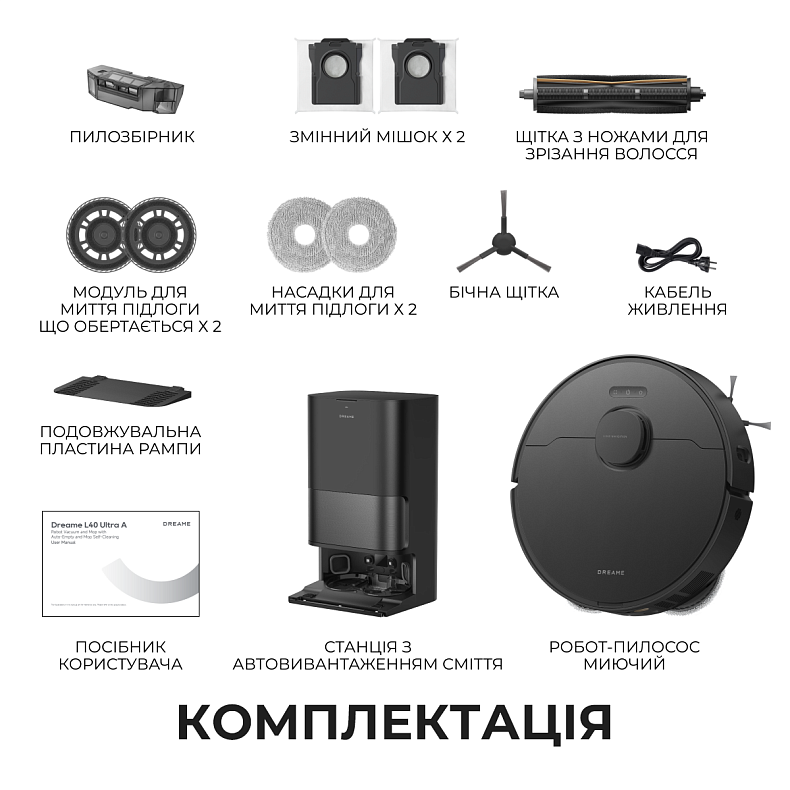 Робот-пылесос моющий Dreame Bot L40 Ultra A Black