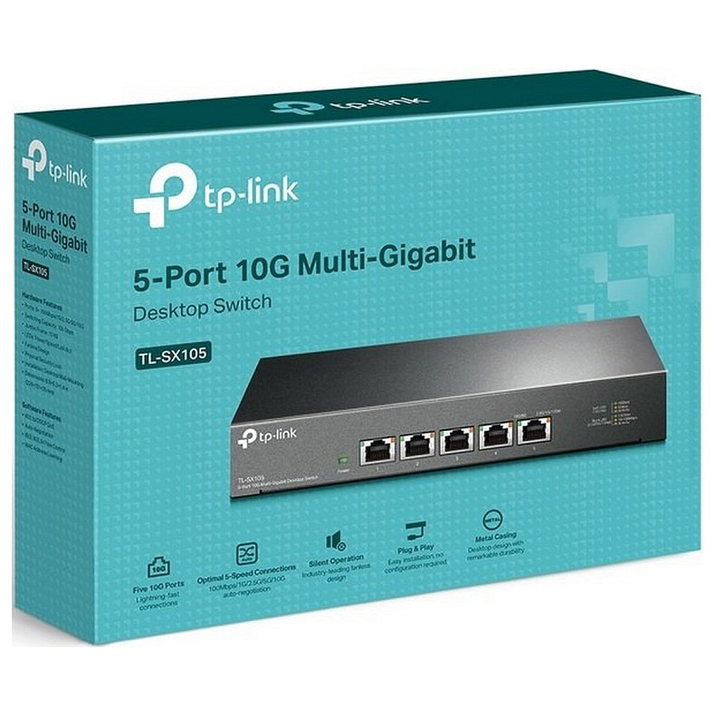 Комутатор TP-LINK TL-SX105 5x10GE некерований, метал. корпус