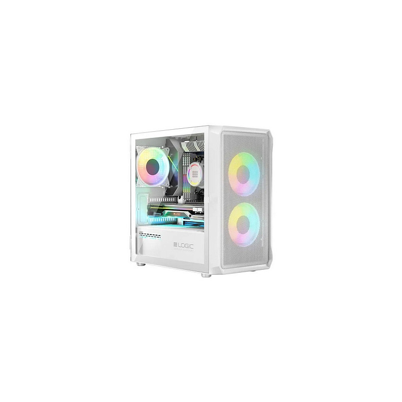 Корпус LogicConcept portos mesh+glass argb fans 4x120mm white без БП ATX