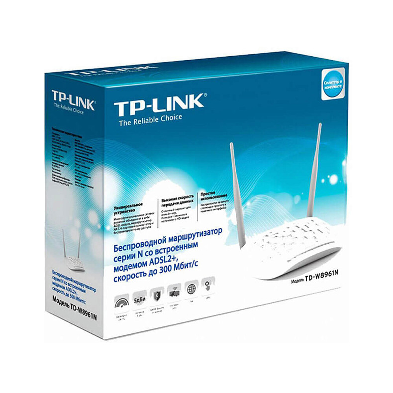 Модем TP-LINK TD-W8961N (N300, 4xLan, 1xRj-11, 2 антенни)