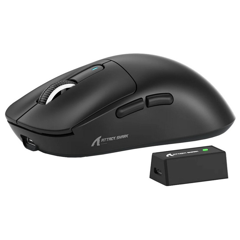 Мишка Attack Shark X3 PRO, Wireless/Bluetooth, 26000dpi. (PAW3395), 6кн., Black