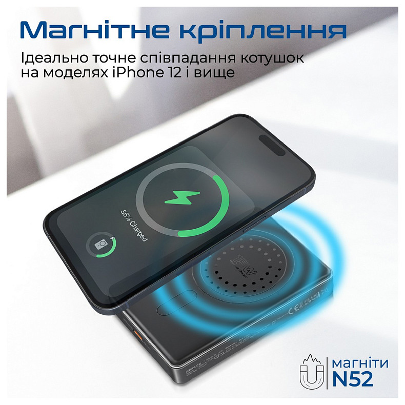 Универсальная мобильная батарея Promate Blade-10 MagSafe 10000mAh 20W Black