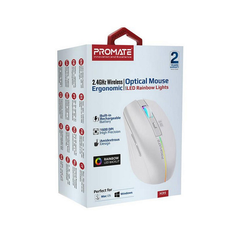 Миша бездротова Promate Kitt White