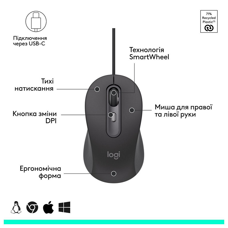 Миша Logitech Signature M520 Graphite (910-007511)