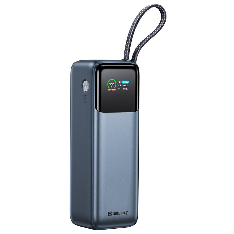 УМБ Sandberg 27000mAh 240W PD, USB-A, USB-C In/Out, with built-in Type-C cable 140W