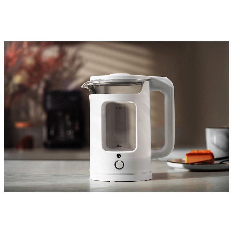 Електрочайник Ardesto 1.5л, скло+пластик, білий
