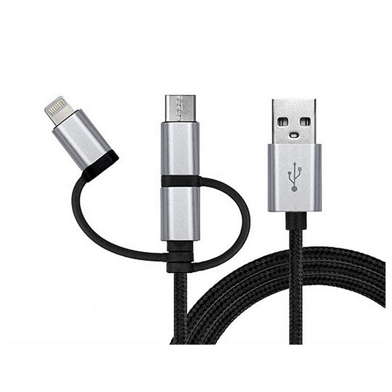 Кабель REAL-EL Premium USB2.0 AM-3in1 Lightning/microUSB/USB-C 1m, черний