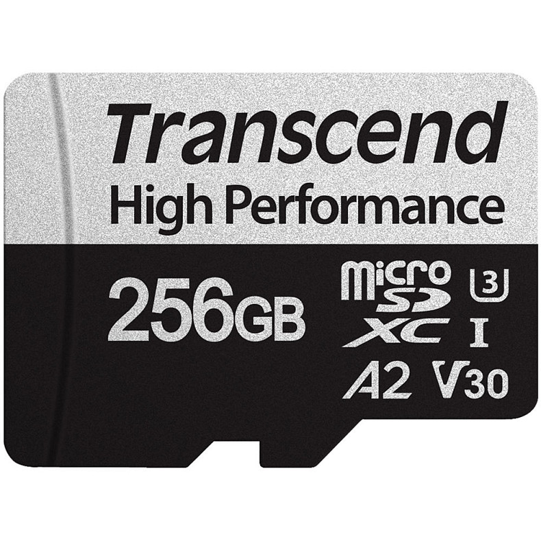 Карта пам'яті Transcend 256GB microSDXC C10 UHS-I U3 A2 R100/W85MB/s + SD (TS256GUSD330S)