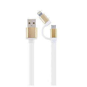 Кабель Cablexpert (CC-USB2-AM8PmB-1M-GD), USB2.0 BM - Lightning/Micro USB, 1м, білий