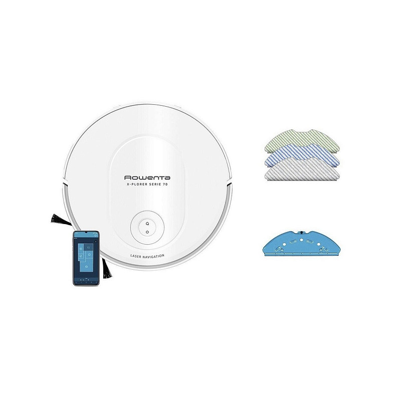 Робот-пылесос Rowenta моющий X-Plorer Serie 70, 2300ПаВт, h=7.8см, 0.3л, конт пыль -0.4л, автон. робо