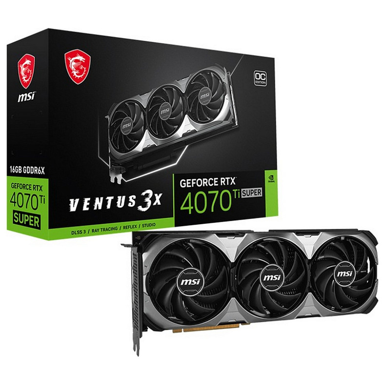 Видеокарта GF RTX 4070 Ti Super 16GB GDDR6X Ventus 3X OC MSI (GeForce RTX 4070 Ti SUPER 16G VENTUS 3