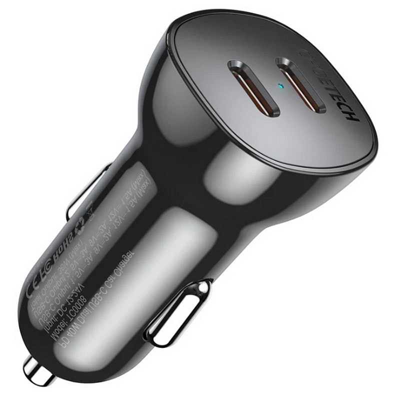 Автозарядка 2xUSB 40W (2xUSB-C) PD3.0 20W черная Choetech