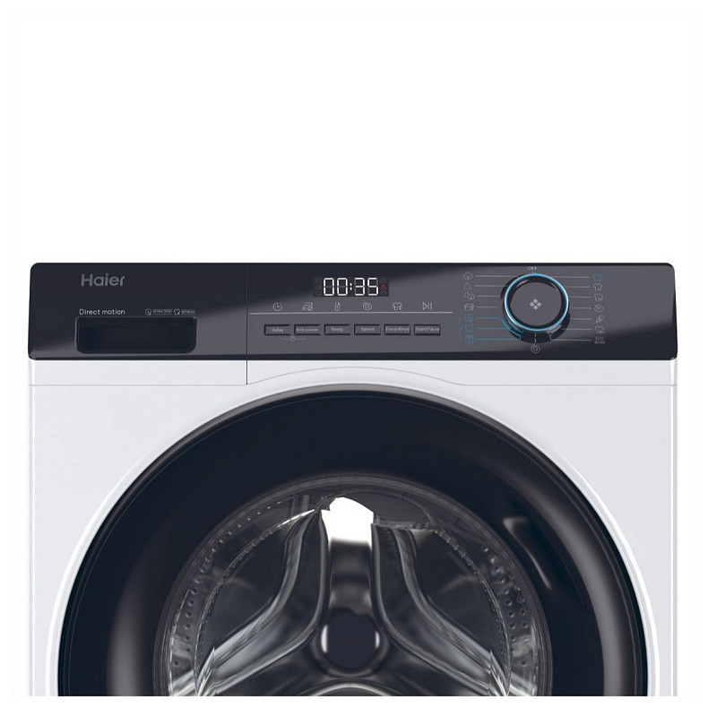 Пральна машина Haier фронтальна, 7кг, 1200, A+++, 44см, дисплей, пара, інвертор, люк чорний, прямий