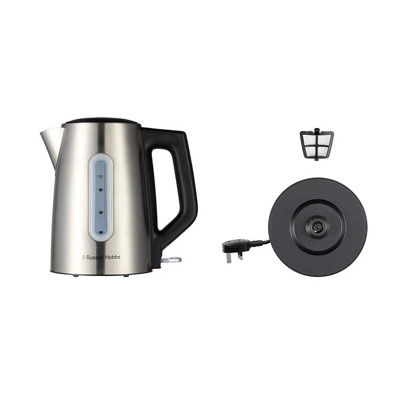 Електрочайник Russell Hobbs Heaton, 1.7л, нержавіюча сталь, сріблясто-чорний