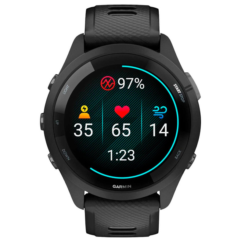 Спортивные часы GARMIN Forerunner 265 Black Bezel and Case with Black/Powder Gray Silicone Band