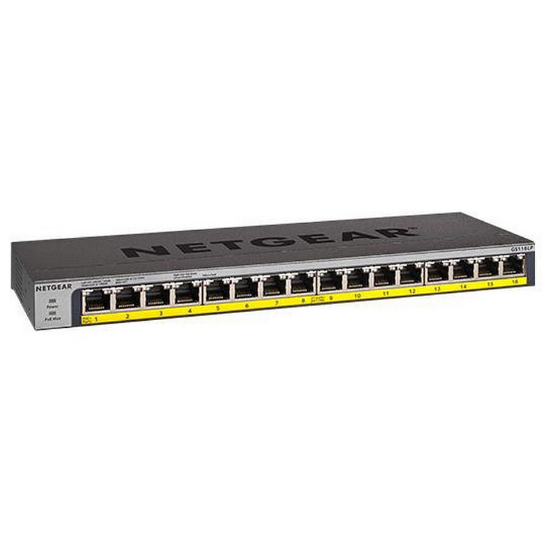 Коммутатор NETGEAR GS116PP 16x1GE PoE+(183Вт), FlexPoE, неуправляемый