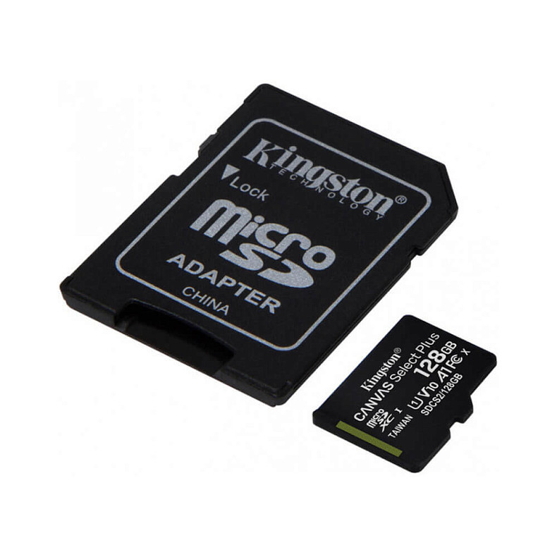 Карта пам'яті MicroSDXC 128GB UHS-I Class 10 Kingston Canvas Select Plus R100MB/s + SD-адаптер (SDCS2/128GB)